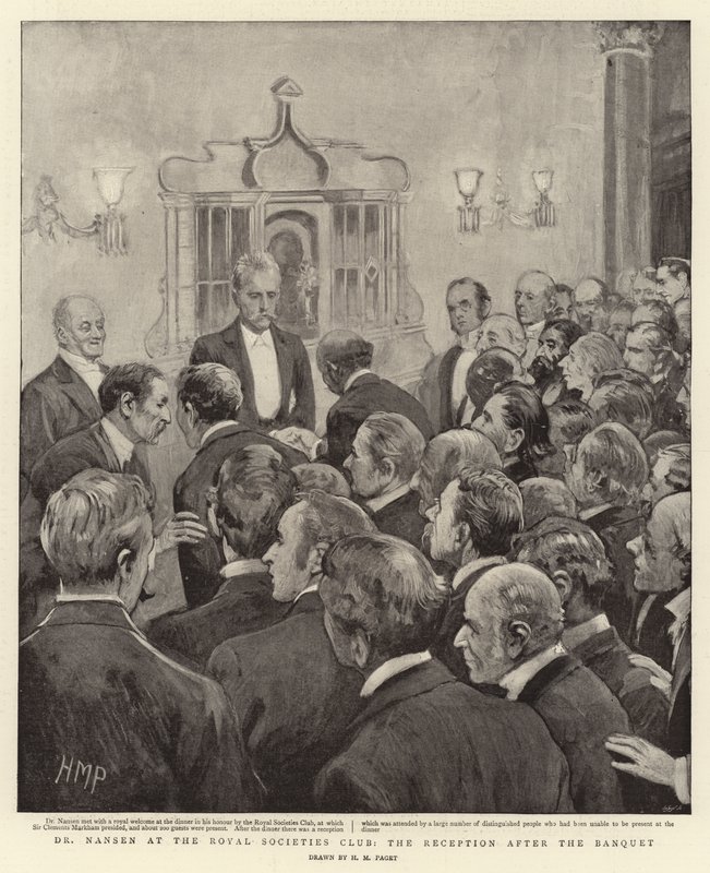 Dr Nansen at the Royal Societies Club, the Reception after the Banquet by Henry Marriott Paget