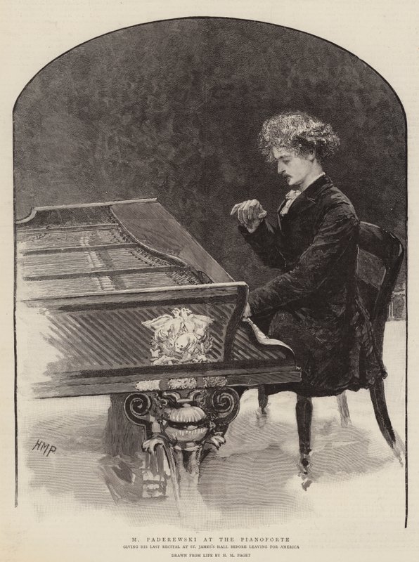 M Paderewski at the Pianoforte by Henry Marriott Paget