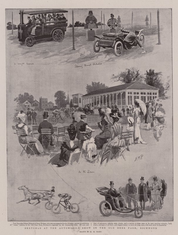 Sketches at the Automobile Show in the Old Deer Park, Richmond by Henry Marriott Paget