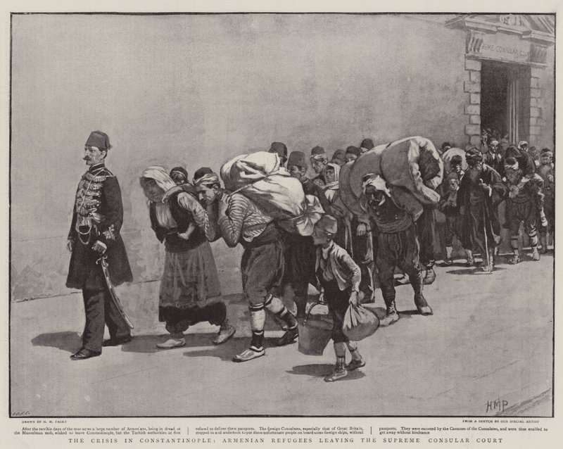 The Crisis in Constantinople, Armenian Refugees leaving the Supreme Consular Court by Henry Marriott Paget