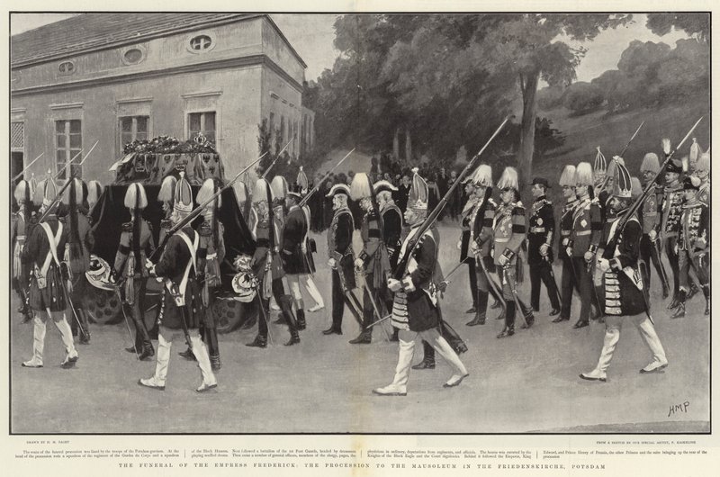 The Funeral of the Empress Frederick, the Procession to the Mausoleum in the Friedenskirche, Potsdam by Henry Marriott Paget
