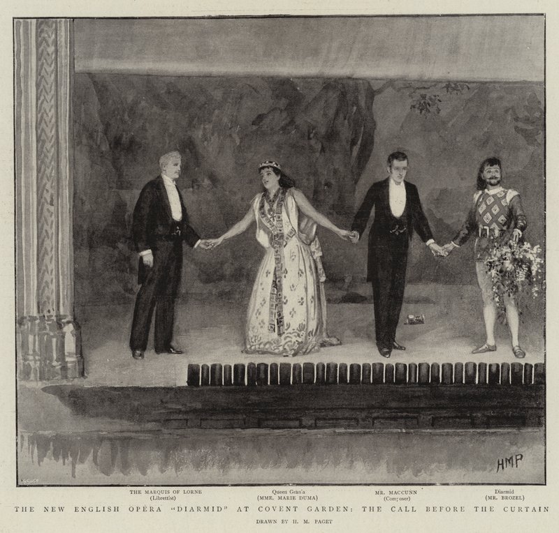 The New English Opera Diarmid at Covent Garden, the Call before the Curtain by Henry Marriott Paget