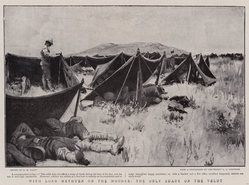With Lord Methuen on the Modder, the Only Shade on the Veldt by Henry Marriott Paget