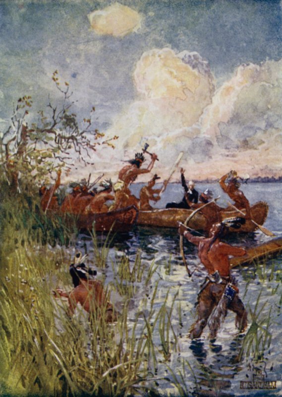 Iroquois attacking French missionary Isaac Jogues and Christian converts, 1642 by Henry Sandham