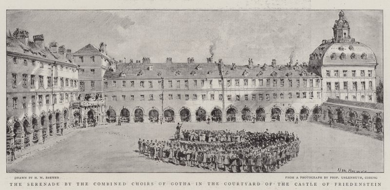 The Serenade by the Combined Choirs of Gotha in the Courtyard of the Castle of Friedenstein by Henry William Brewer
