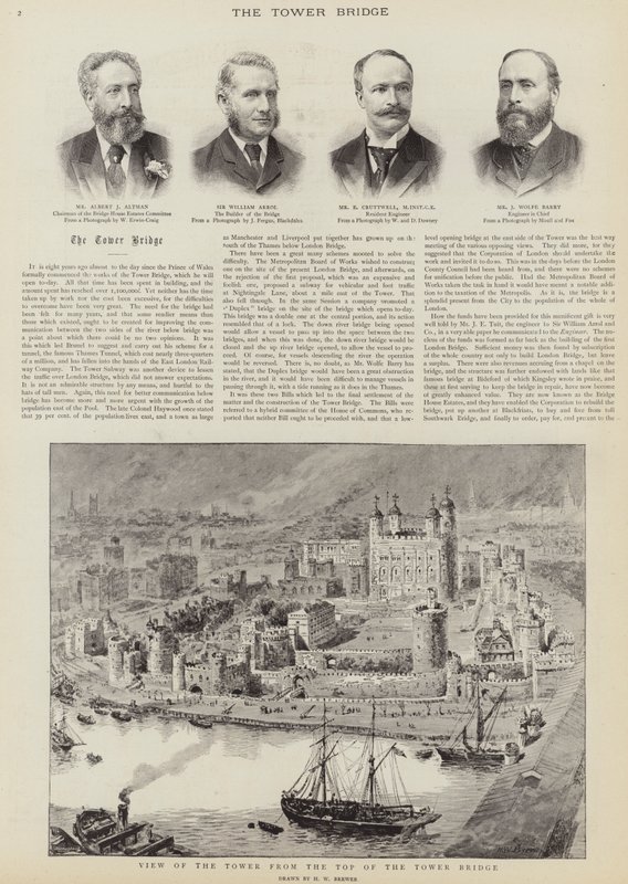 The construction of Tower Bridge, London by Henry William Brewer