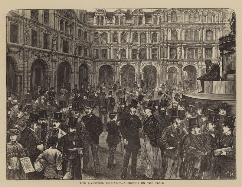 The Liverpool Exchange, a Sketch on the Flags by Henry Woods