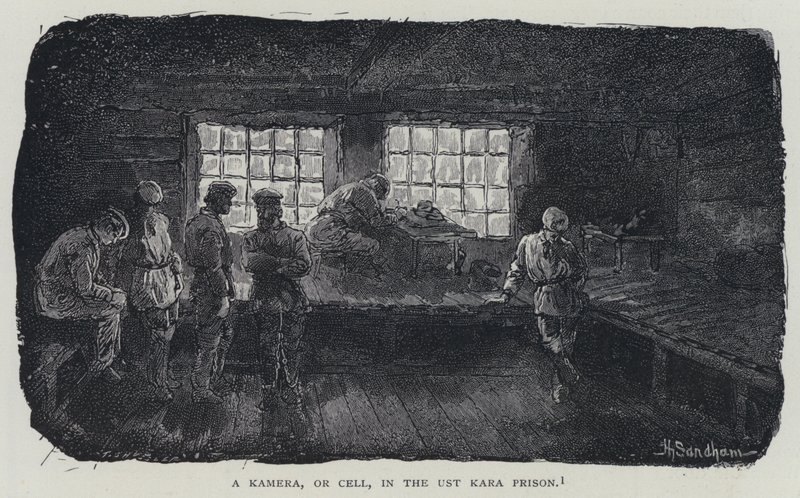 A Kamera, or Cell, in the Ust Kara Prison by Henry (after) Sandham