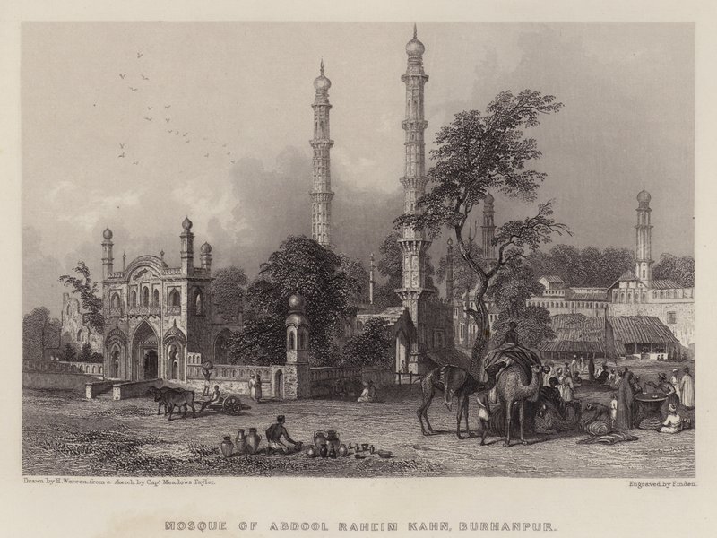 Mosque of Abdool Raheim Kahn, Burhanpur by Henry (after) Warren