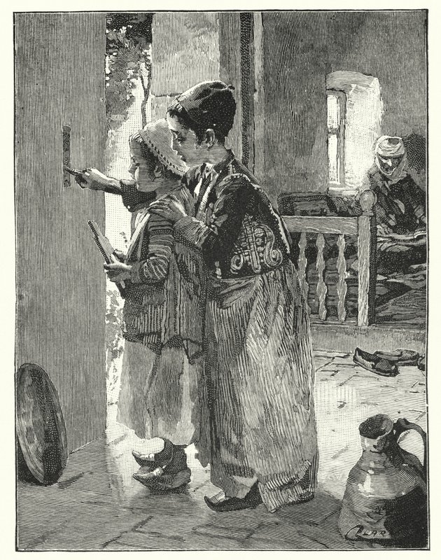 Statutes and laws on doorpost of Jew
