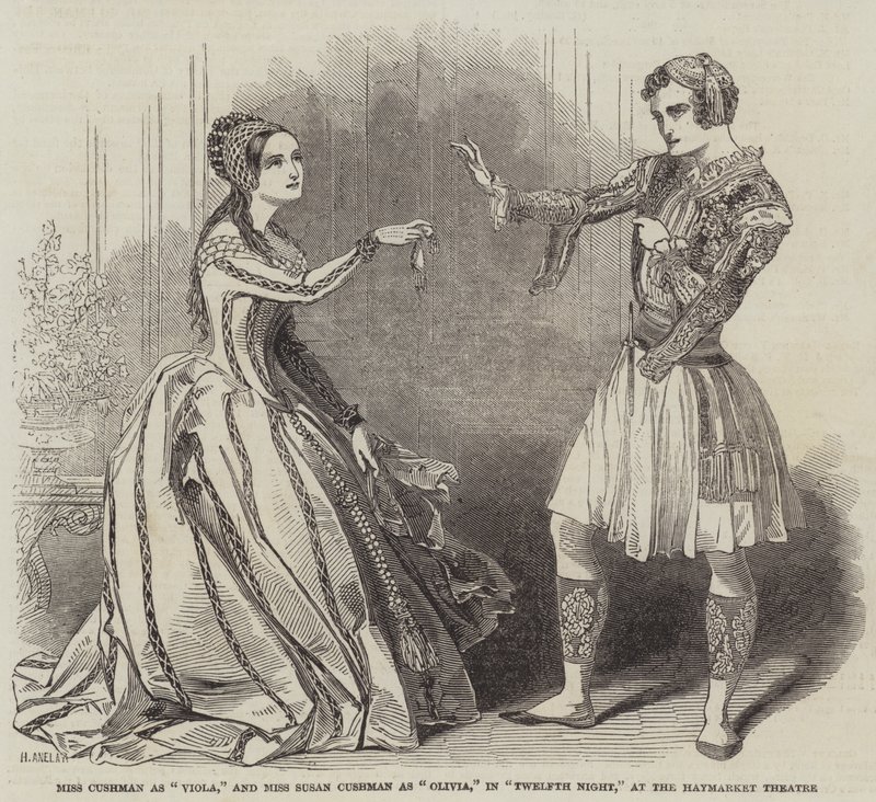 Miss Cushman as Viola, and Miss Susan Cushman as Olivia, in Twelfth Night, at the Haymarket Theatre by Henry Anelay
