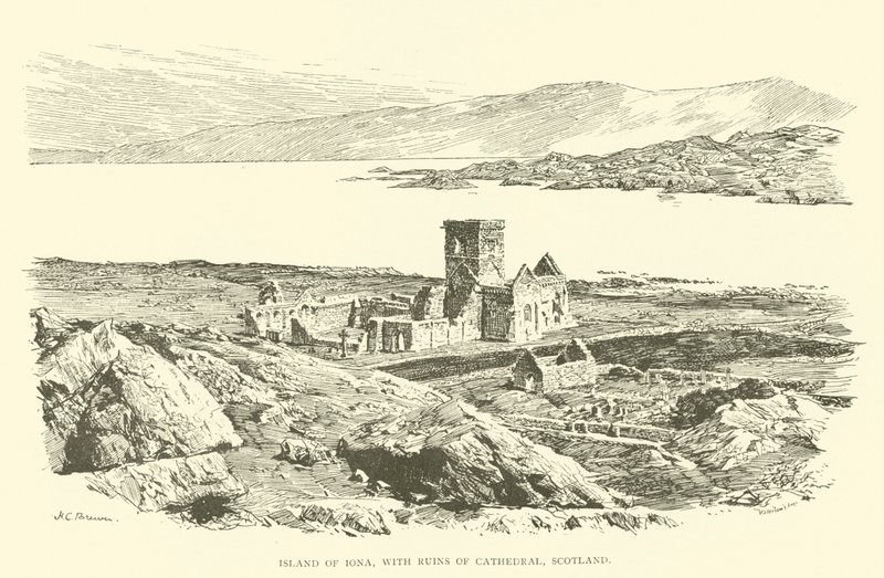 Island of Iona, with Ruins of Cathedral, Scotland by Henry Charles Brewer