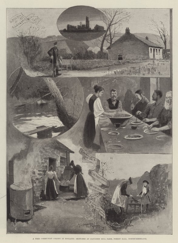 A Free Communist Colony in England, Sketches at Clousden Hill Farm, Forest Hall, Northumberland by Henry Charles Seppings Wright