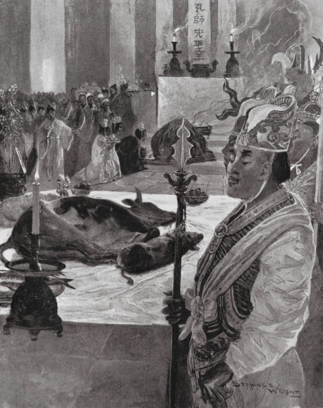A Sacrifice in a Confucian Temple by Henry Charles Seppings Wright