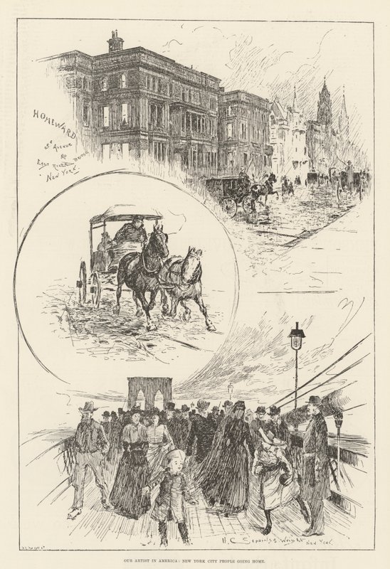 Our Artist in America, New York City People going Home by Henry Charles Seppings Wright