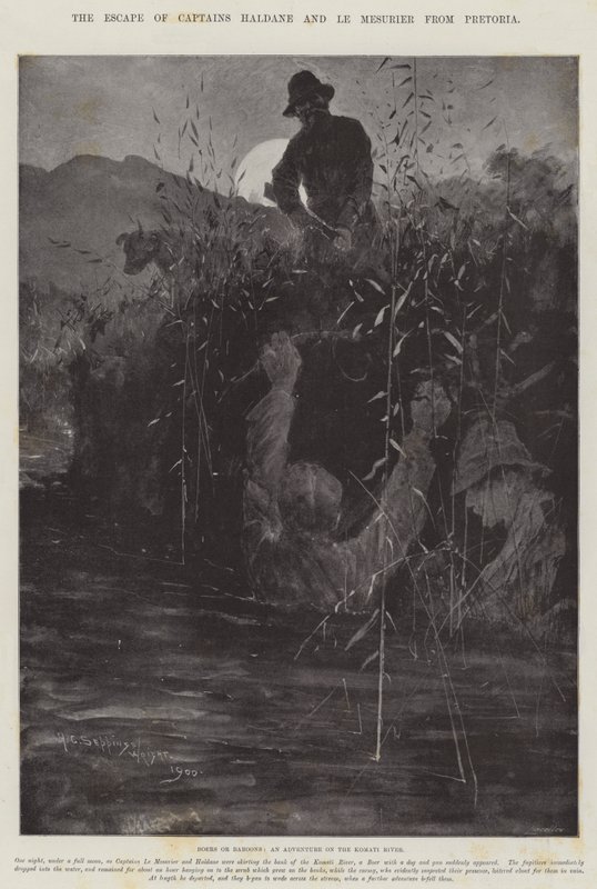 The Escape of Captains Haldane and Le Mesurier from Pretoria by Henry Charles Seppings Wright