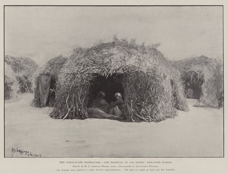 The Somaliland Expedition, the Hospital at Las Durie, Isolation Wards by Henry Charles Seppings Wright