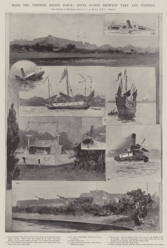 With the Tientsin Relief Force, River Scenes between Taku and Tientsin by Henry Charles Seppings Wright