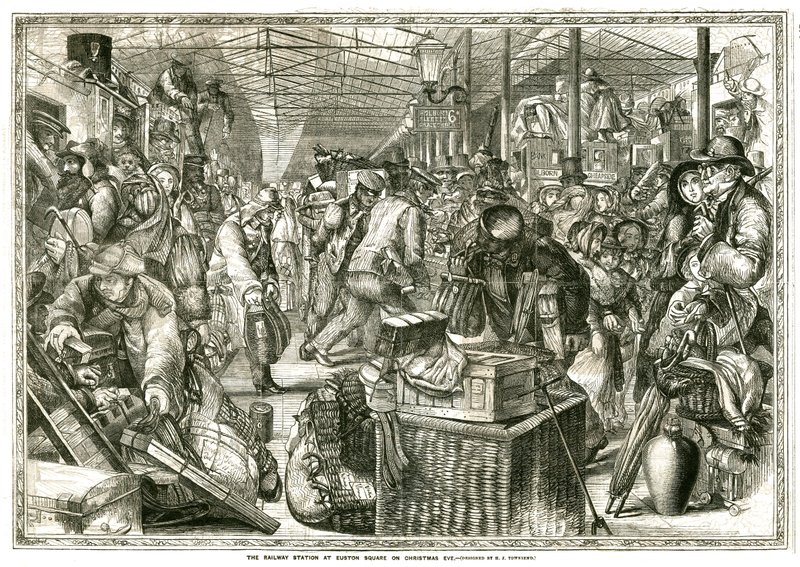 The Railway Station at Euston Square, London, on Christmas Eve by Henry James Townsend