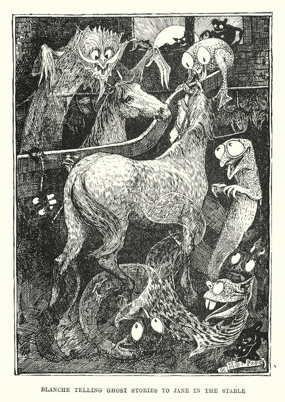 Blanche Telling Ghost Stories to Jane in the Stable by Henry Justice Ford