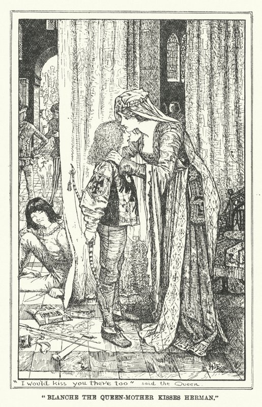 Blanche the Queen-Mother kisses Herman by Henry Justice Ford
