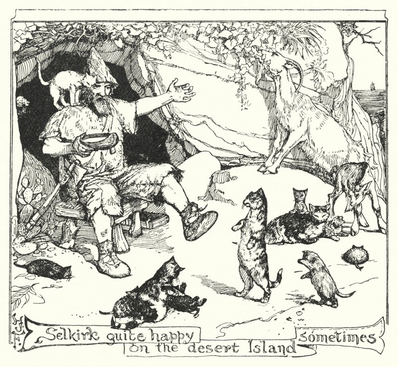 Selkirk quite happy on the desert Island sometimes by Henry Justice Ford