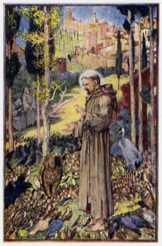 St Francis Preaches to the Birds by Henry Justice Ford