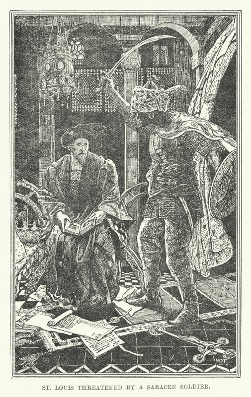 St Louis threatened by a Saracen soldier by Henry Justice Ford