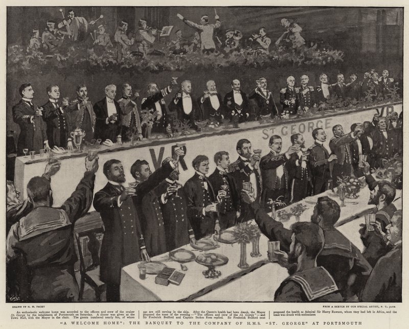 A Welcome Home, the Banquet to the Company of HMS St George at Portsmouth by Henry Marriott Paget