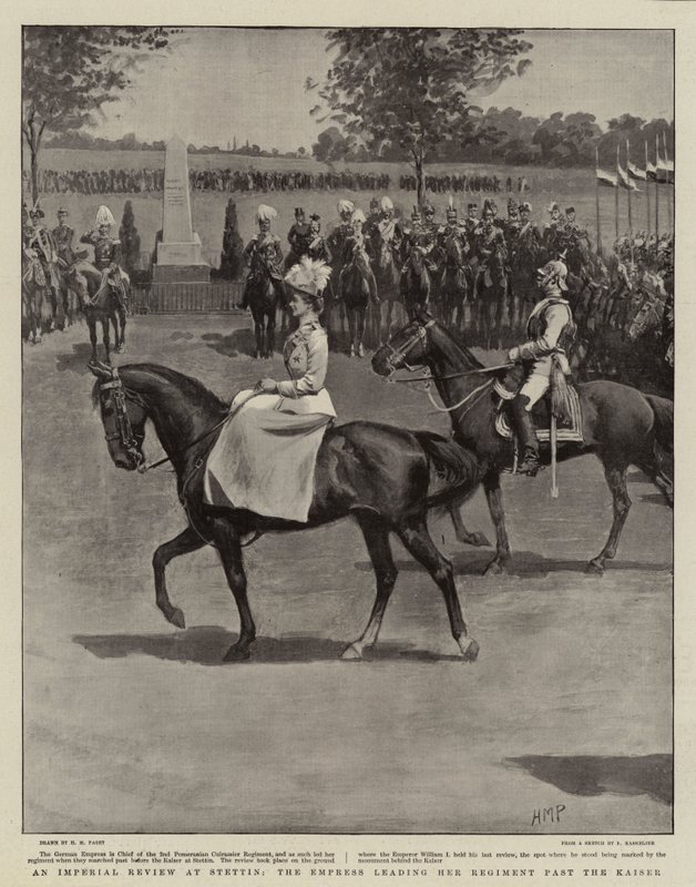 An Imperial Review at Stettin, the Empress leading Her Regiment past the Kaiser by Henry Marriott Paget