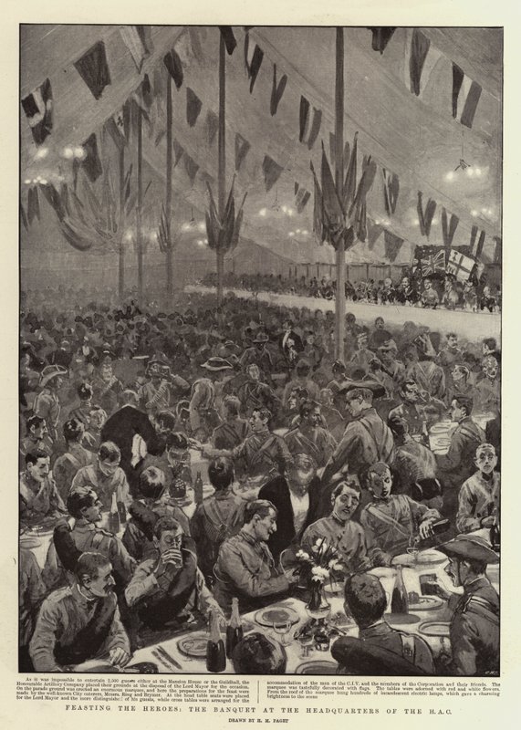 Feasting the Heroes, the Banquet at the Headquarters of the HAC by Henry Marriott Paget