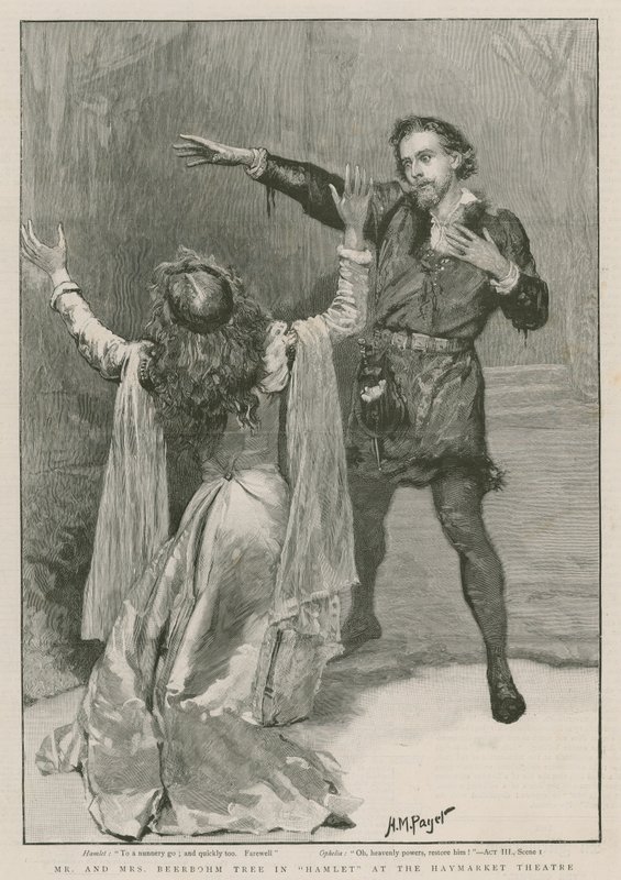 Mr and Mrs Beerbohm Tree in Hamlet at the Haymarket Theatre by Henry Marriott Paget