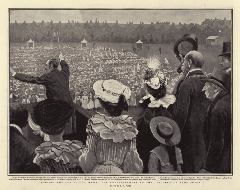Singing the Coronation Hymn, the Entertainment to the Children of Paddington by Henry Marriott Paget