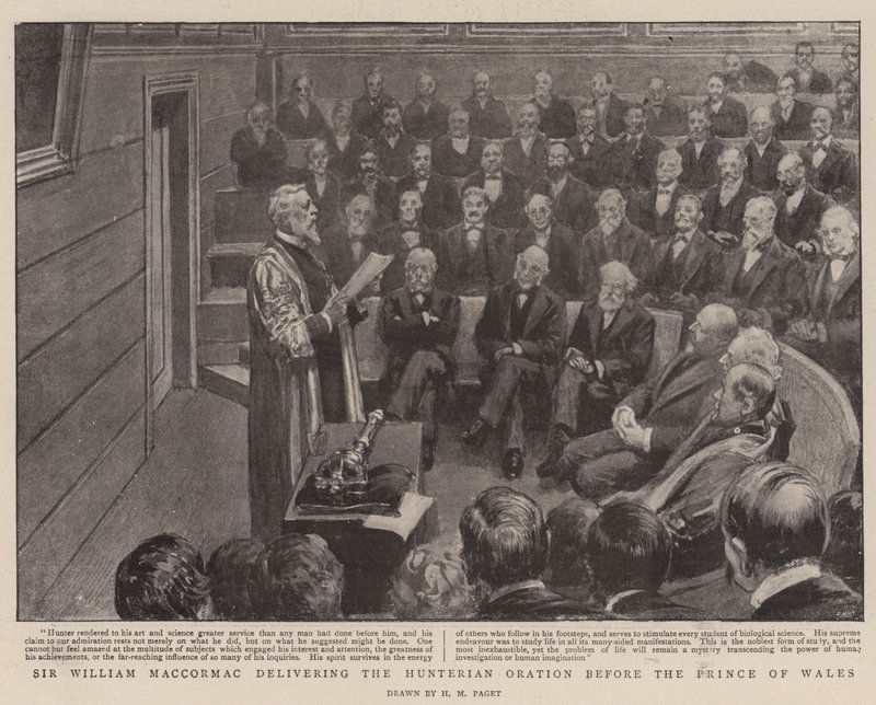 Sir William MacCormac delivering the Hunterian Oration before the Prince of Wales by Henry Marriott Paget