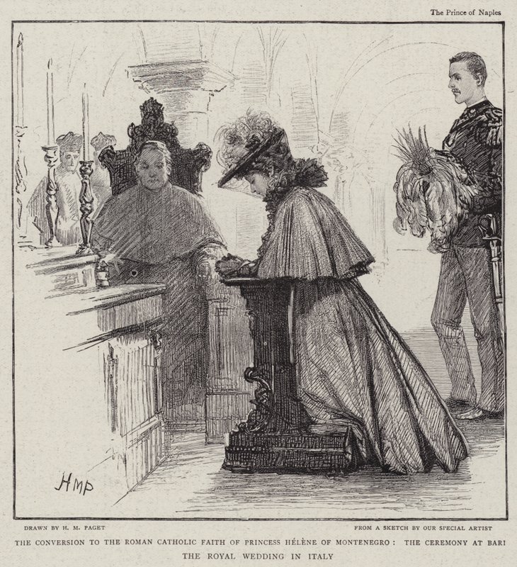 The Conversion to the Roman Catholic Faith of Princess Helene of Montenegro, the Ceremony at Bari the Royal Wedding in Italy by Henry Marriott Paget