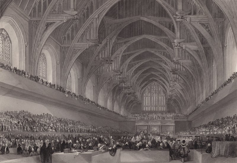 Trial of Warren Hastings, Governor-General of Bengal, in Westminster Hall, London by Henry Melville
