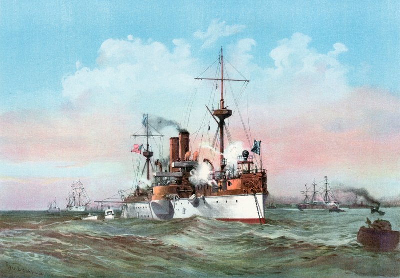The Maine Saluting the Spanish Flag-Ship on Arriving in the Harbor of Havana by Henry Reuterdahl