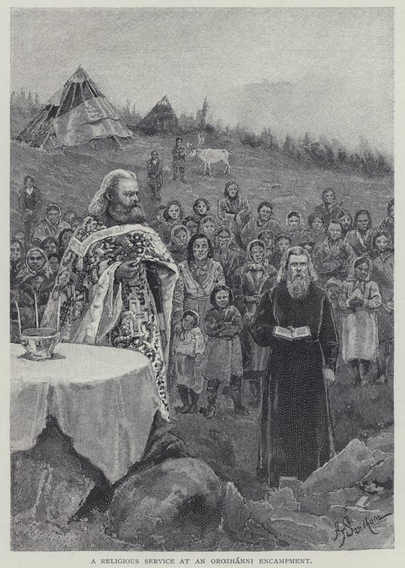 A religious service at an Orozhanni encampment by Henry Sandham