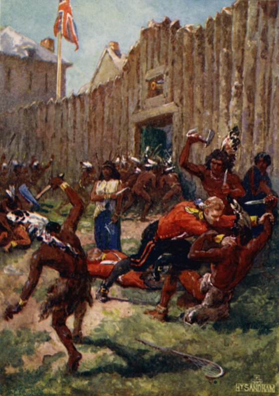 Ojibwe Indians Surprising the British at Fort Michilimackinac, 1763 by Henry Sandham