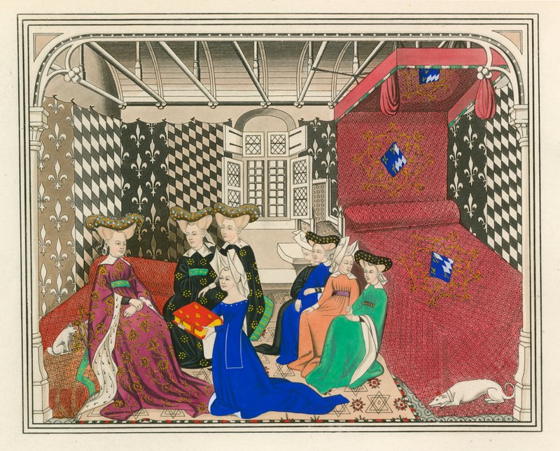 Christine de Pisan, Presenting her Book to the Queen of France, early 15th Century by Henry Shaw