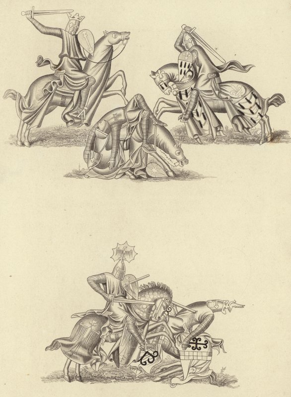 Knights fighting by Henry Shaw