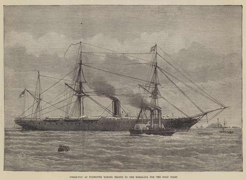 Steam-Tug at Plymouth taking Troops to the Himalaya for the Gold Coast by Henry Spernon Tozer