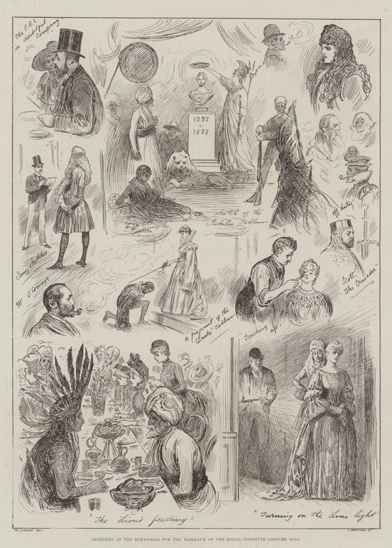 Sketches at the Rehearsal for the Tableaux of the Royal Institute Costume Ball by Henry Stephen Ludlow