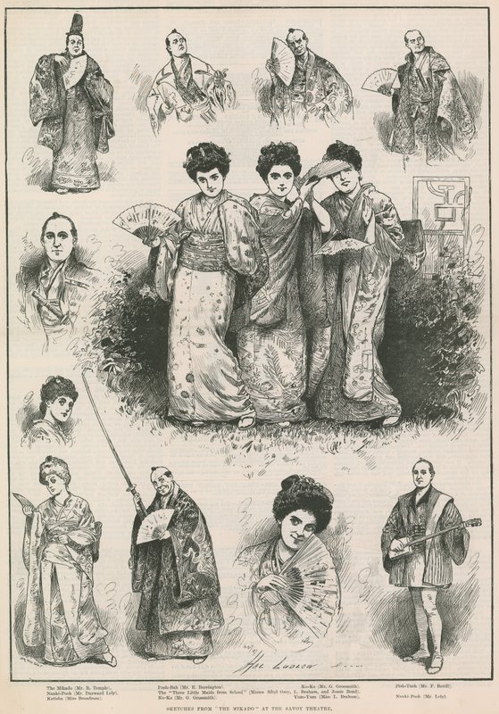 Sketches from The Mikado at the Savoy Theatre by Henry Stephen Ludlow