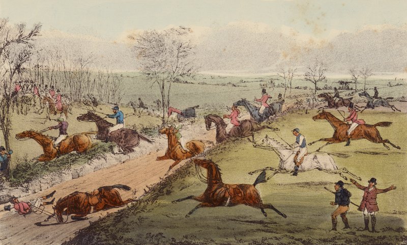 A Steeple-Chase, The Sunken Road by Henry Thomas (after) Alken