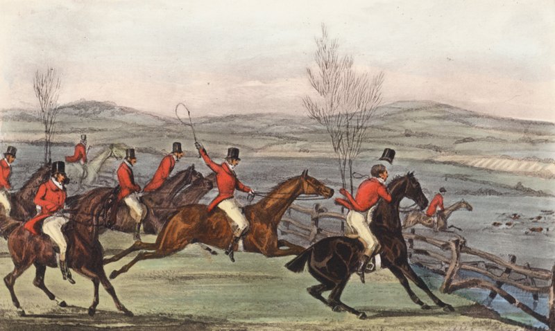 Now for the honour of Shropshire! The Shavington Day; A trial of rival packs, and consequently of rival horsemen by Henry Thomas (after) Alken