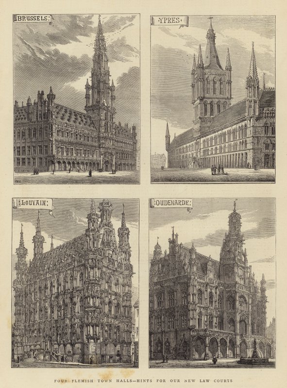 Four Flemish Town Halls, hints for our New Law Courts by Henry William Brewer