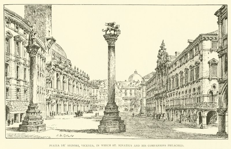 Piazza dei Signori, Vicenza, in which St Ignatius and his companions preached (engraving) by Henry William Brewer