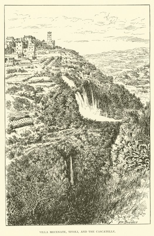 Villa Mecenate, Tivoli, and the Cascatelle by Henry William Brewer