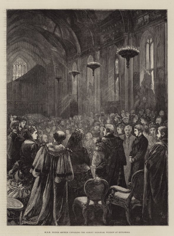 HRH Prince Arthur unveiling the Albert Memorial Window at Guildhall by Henry Woods